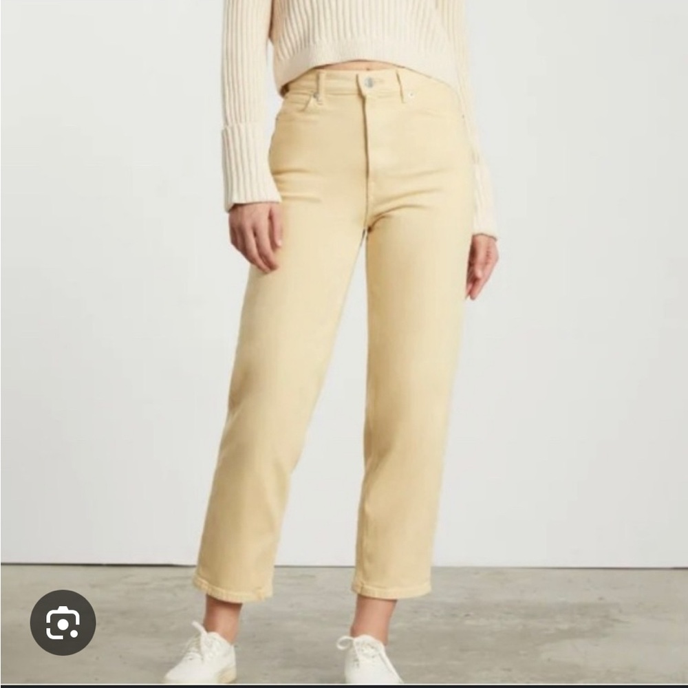 Everlane high waisted jeans in light yellow
